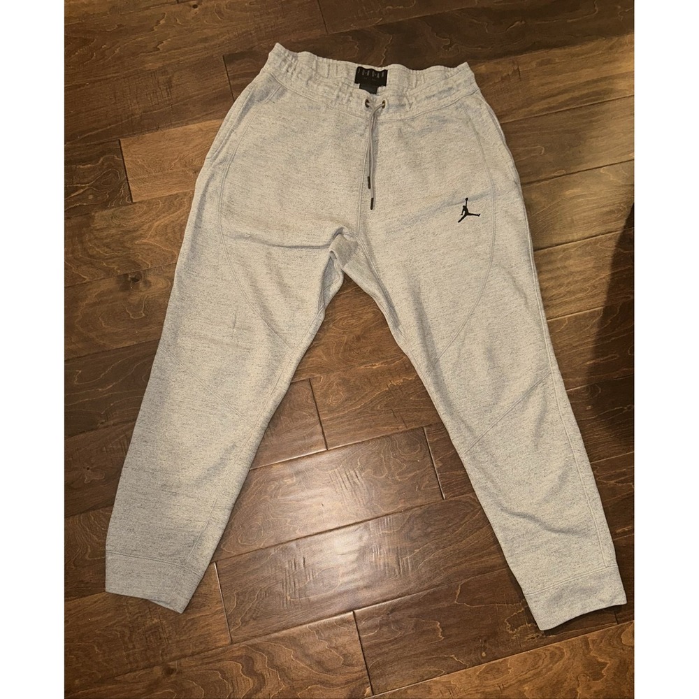 Jordan Mens Gray Fleece Joggers Sweatpants Jumpman Athletic Pants